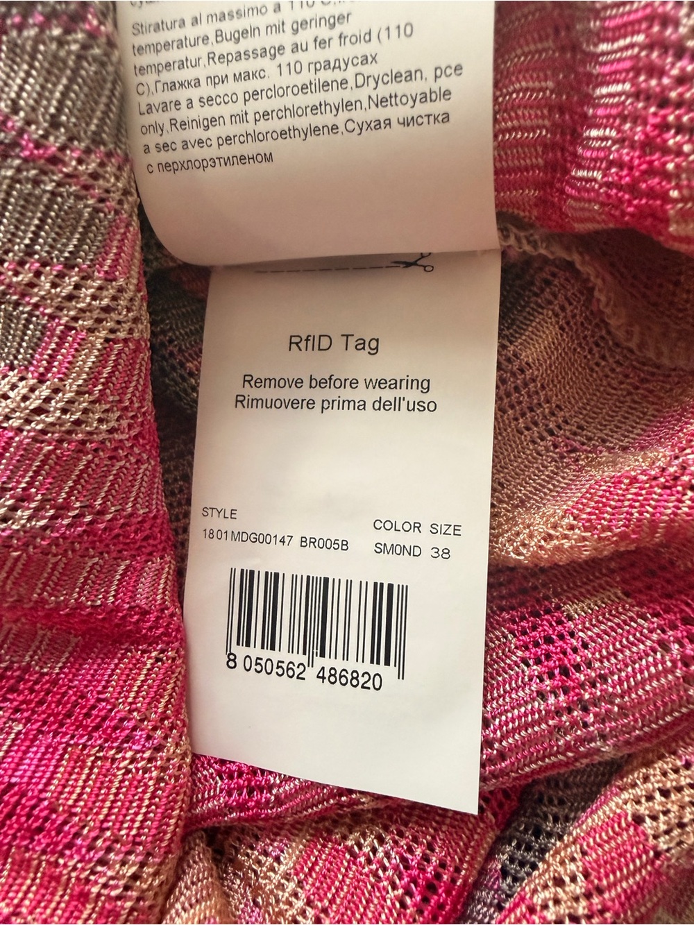 Missoni Pink and Gray Striped Midi Knit Dress - Picture 4 of 5